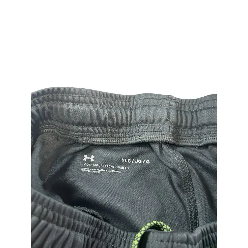 Under Armour Youth Large Athletic Shorts Gray Loose HeatGear Logo YLG